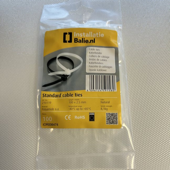 InstallatieBalie Kabelbinder PA 100x2,5mm naturel (100st) afbeelding 2