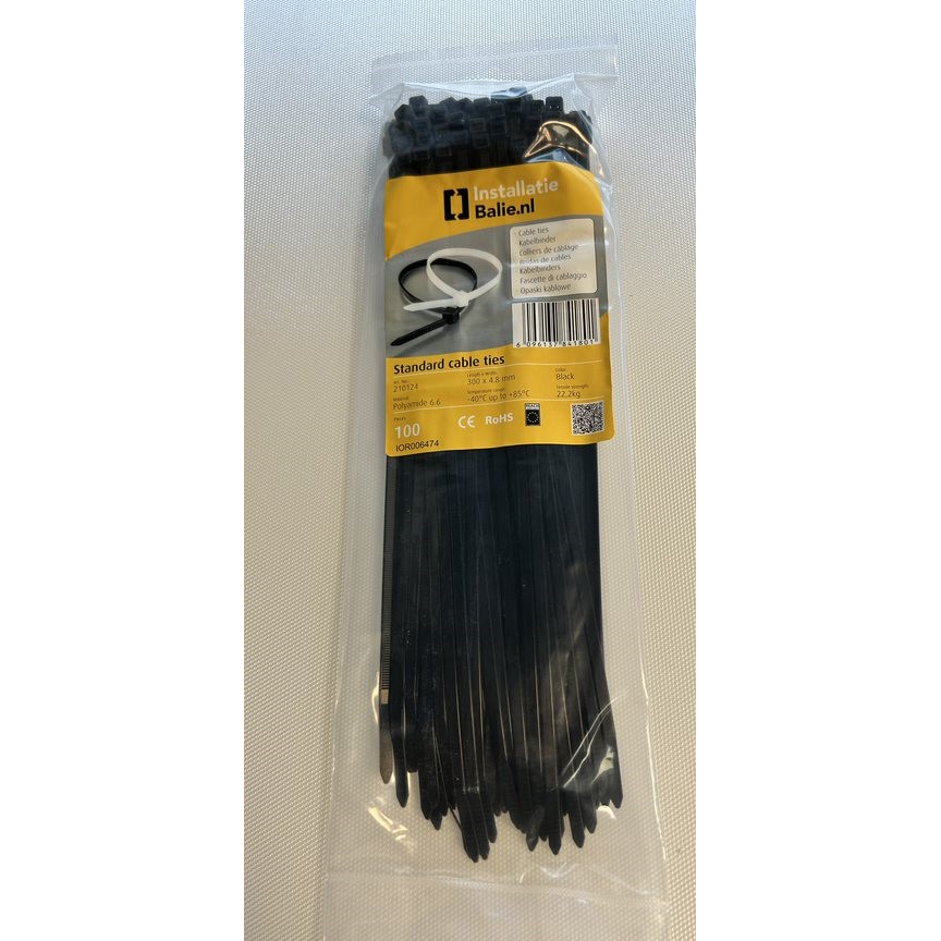 Kabelbinder 300x4,8mm UV zwart (100st) afbeelding 2