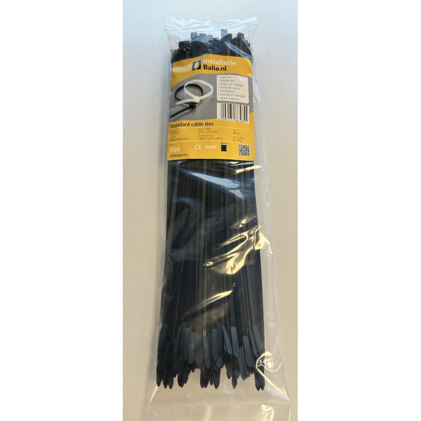 InstallatieBalie Kabelbinder PA 370x4,8mm UV-bestendig zwart (100st) afbeelding 1