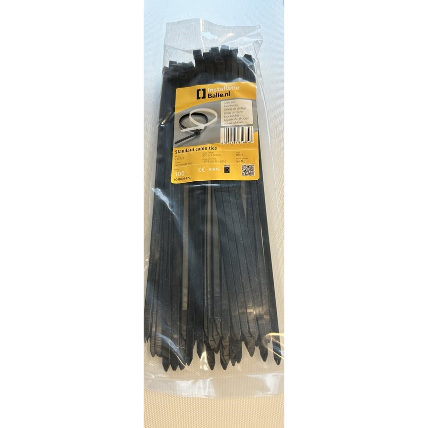 InstallatieBalie Kabelbinder PA 370x7,6mm UV-bestendig zwart (100st) afbeelding 2