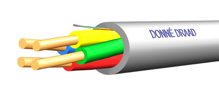 Donne belkabel en signaalkabel 4 x 0,8mm grijs 1 meter