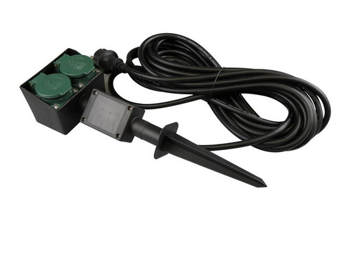 Buitenstopcontact dubbel met snoer 10M en spies pin (41064) afbeelding 2