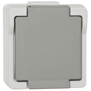 Grijs, waterdicht stopcontact voor buiten van Presto Vedder (9320) afbeelding 2