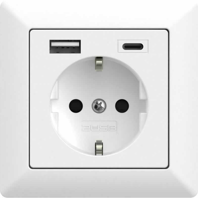 2USB InCharge Pro 15W USB stopcontact wit met USB-A en USB-C poort (2U-449511) afbeelding 2