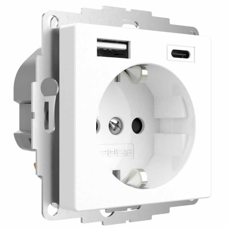 2USB InCharge Pro 15W USB stopcontact wit met USB-A en USB-C poort (2U-449511) afbeelding 3