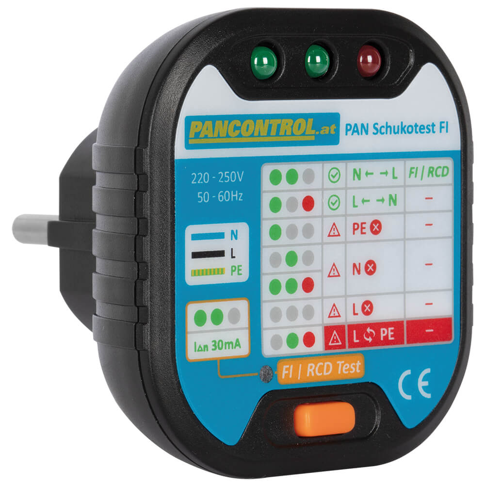 Stopcontacttester voor het testen van de spanning, aarding en aardlekschakelaar 30mA tester