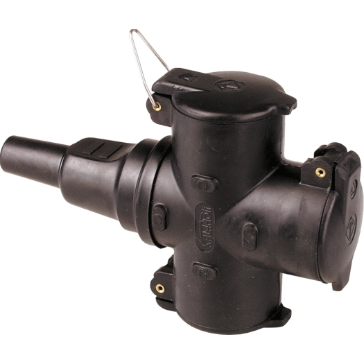 Rubberen 3 voudige wcd met hangkoppeling  zwart IP44 afbeelding 2