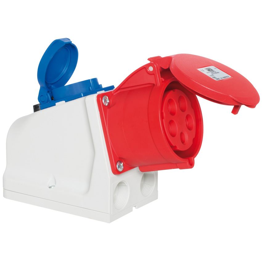 CEE combikrachtstopcontact 16A 5 polig met stopcontact 230V afbeelding 1