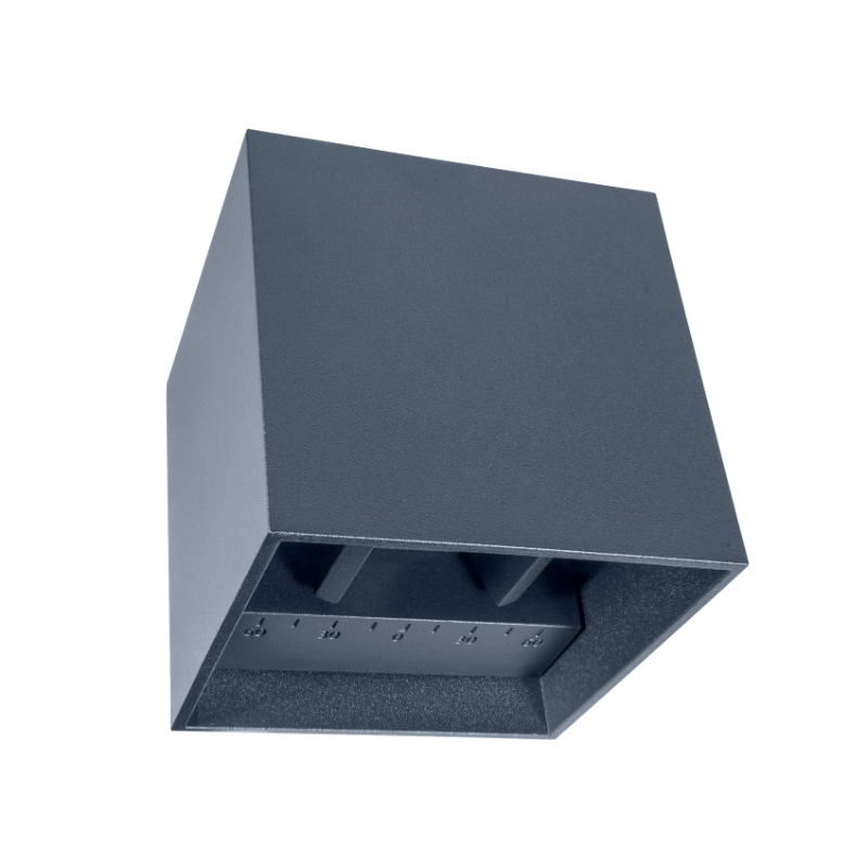 Wandlamp grijs RAL7016 CUBE 10x10x10cm 2300K Up en Down 6W 220 lumen dimbaar lichtbundels