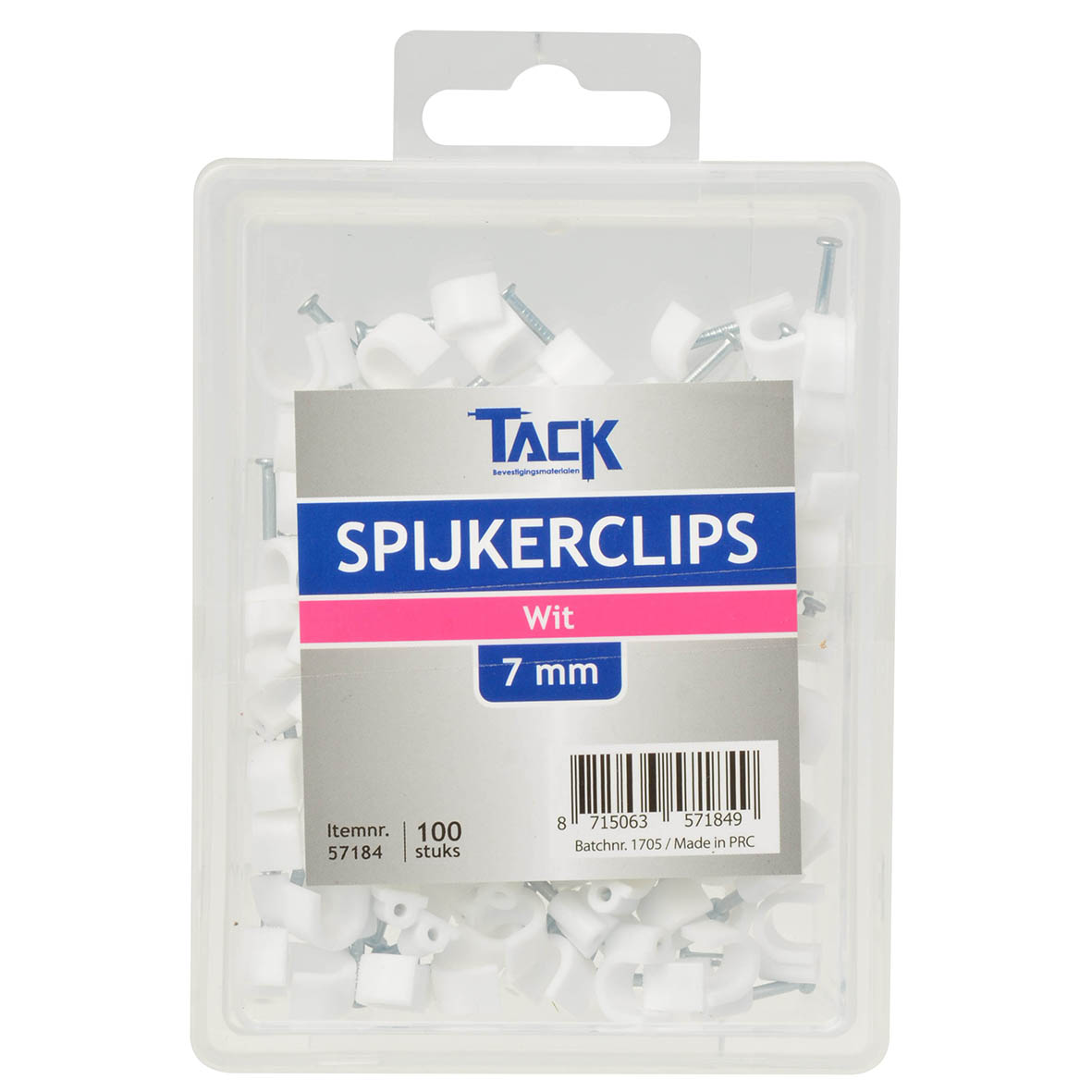 Spijkerclips wit 7mm 100 stuks afbeelding 2
