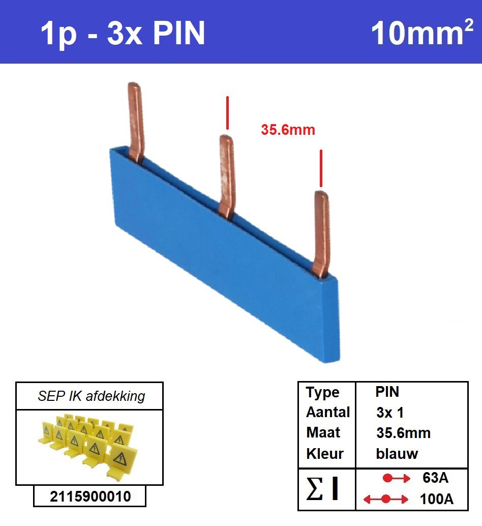 SEP Verdeelkam 1f pin 3 mod 36mm blauw P01103B00 afbeelding 1