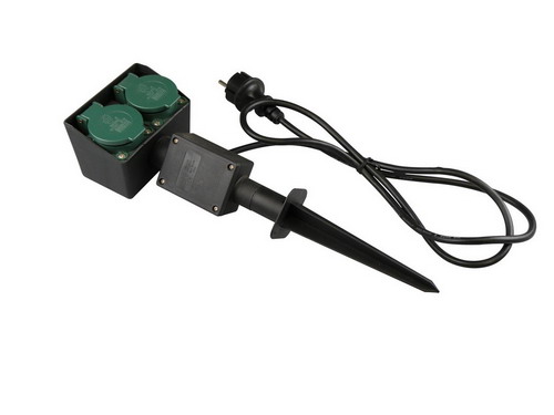 Buitenstopcontact met dubbel stopcontact en 1.5M snoer met spies (41060) afbeelding 2