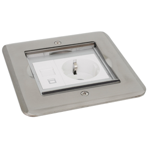 Vloerstopcontact RVS stopcontact en Rj45 Cat5 datadoos (408773)