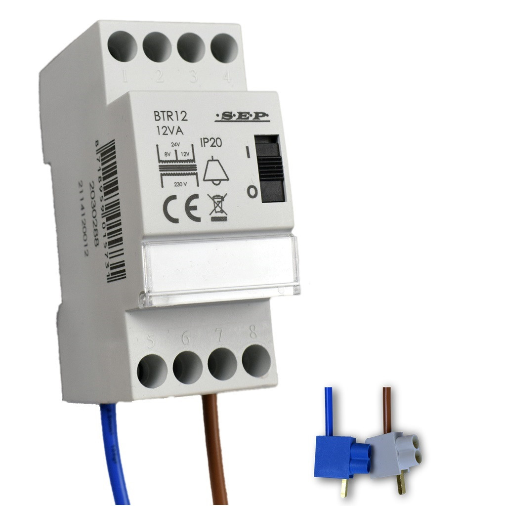 SEP BTR-12 beltrafo 8-12-24V 12VA met schakelaar voor Nest Hello, Ring standaard deurbel systemen