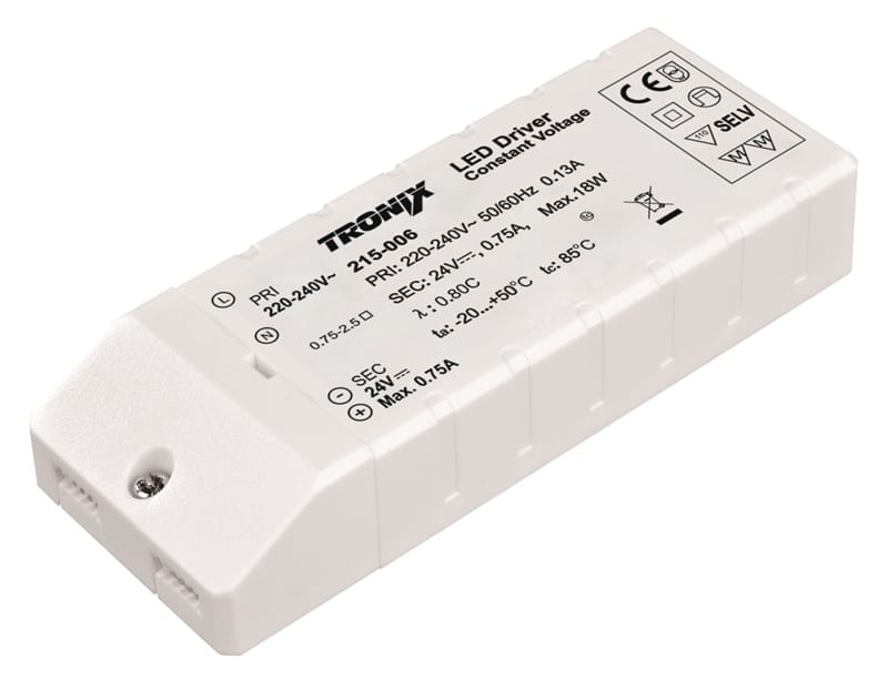 LED Voeding 24V 18W indoor niet dimbaar 215-006