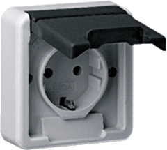 Gira WD-IP44 Wandcontactdoos +RA met KD en tekstkader (bovenkap) grijs SW OB 445035 afbeelding 2