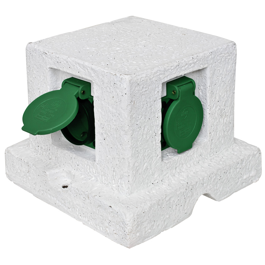 Buitenstopcontact steenlook 4 stopcontacten kunststof wit (538689) afbeelding 2