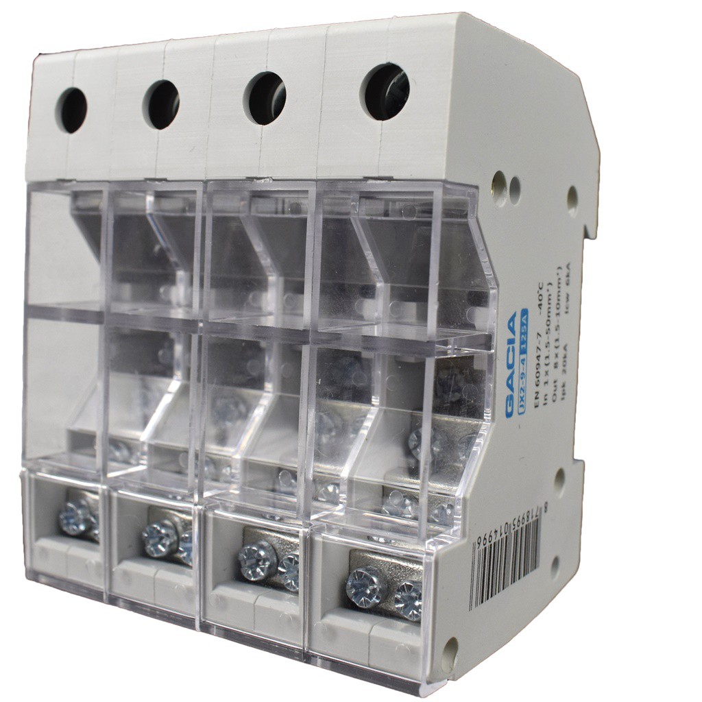 GACIA JX2-9 distirbutieblok 4p, 1x50mm2 - 8x 6mm2 (busbar) Din rail bevestiging 125A afbeelding 2