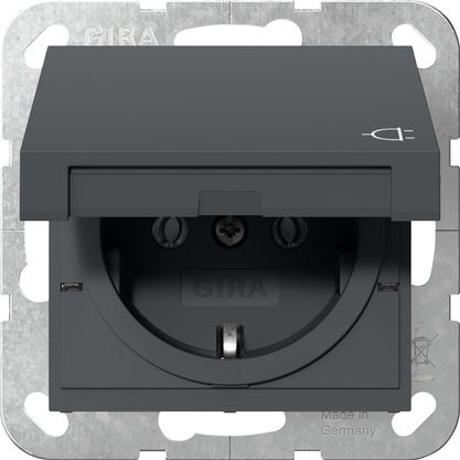 Gira System 55 Wandcontactdoos +RA met KD antraciet met afdichtset IP44 445428 afbeelding 2