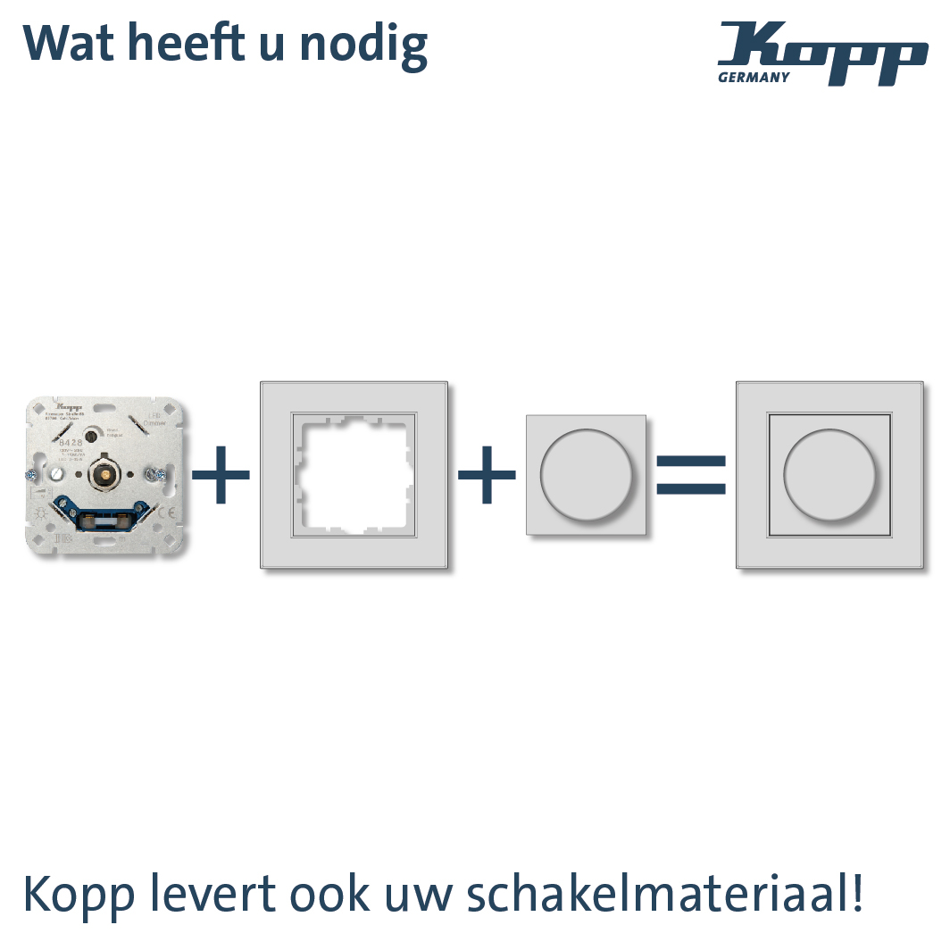 Kopp LED dimmer 8428 voor LED en gloei- halogeen 3-35W RL 7-110W druk/draai (842800008)