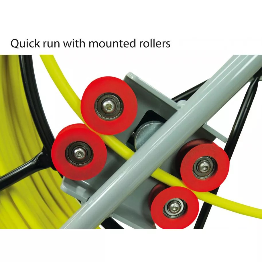Glasvezel trekveer 120M 7,5MM M12 haspel 730mm voor buizen 50 tot 120mm incl. standaard Runpo 10091 afbeelding 4