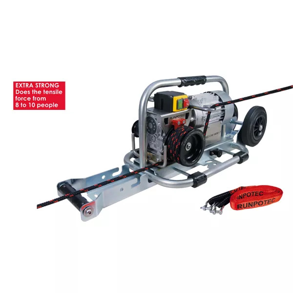Elektrische treklier voor polyester trektouw CW 800 E inclusief trolley en spanband Runpotec afbeelding 1
