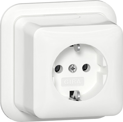 Gira opbouw Wandcontactdoos met +RA (type F) opbouw zuiver wit 444011