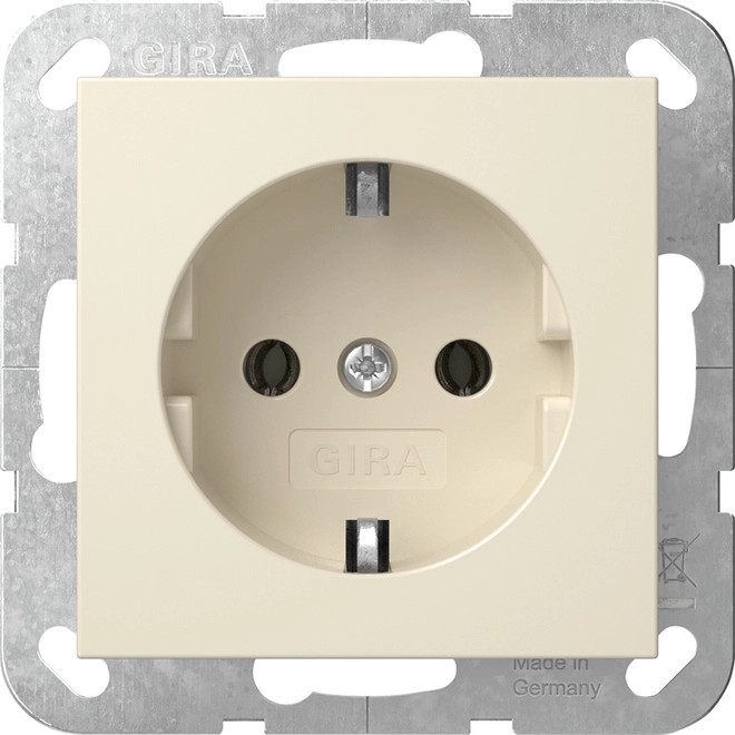 Gira System 55 Wandcontactdoos +RA crème&nbsp;wit&nbsp;glanzend 446601 afbeelding 2