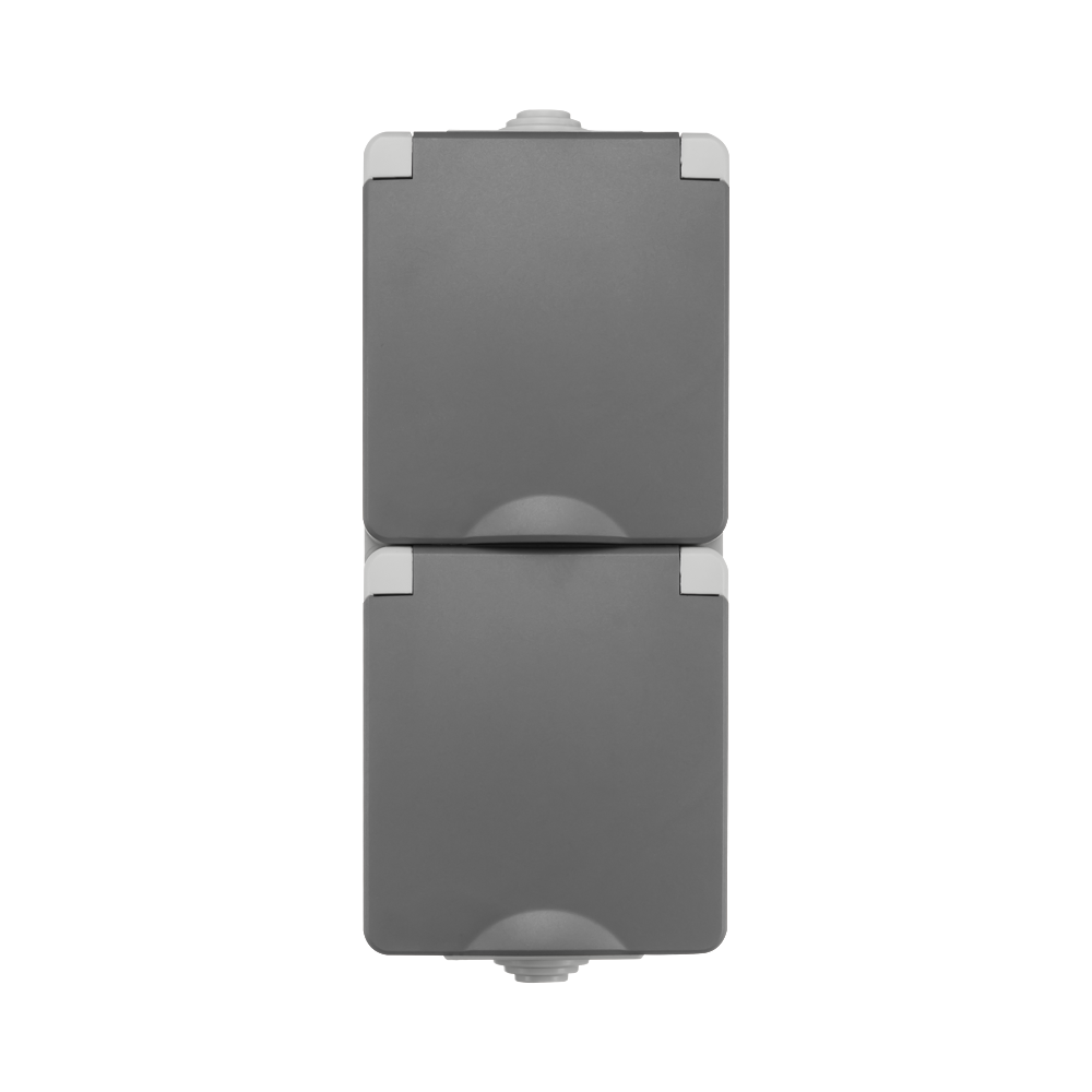 ION Opbouw Wandcontactdoos 2-voudig Verticaal IP55 Grijs afbeelding 1