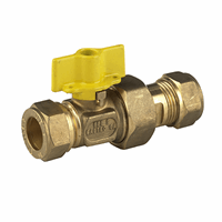 Bpe gaskogelkraan 22mm knel x 15mm knel