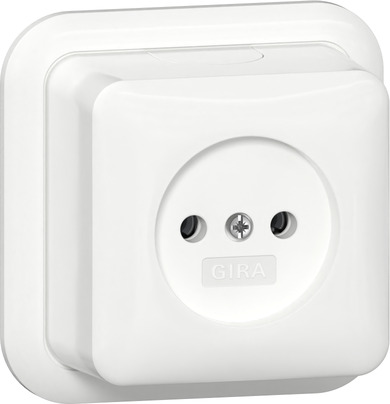 Gira opbouw Wandcontactdoos ZA 2-polig met montageplaat en adapter K/P25 zuiver wit 447011