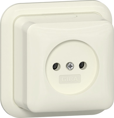 Gira opbouw Wandcontactdoos ZA 2-polig met montageplaat en adapter K/P25 crème wit 447010 afbeelding 2