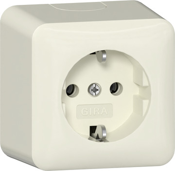 Gira opbouw Wandcontactdoos +RA met montageplaat crème wit 444012