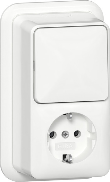Gira Wandcontactdoos RA combinatie met wisselschakelaar opbouw zuiver wit 417611 afbeelding 2