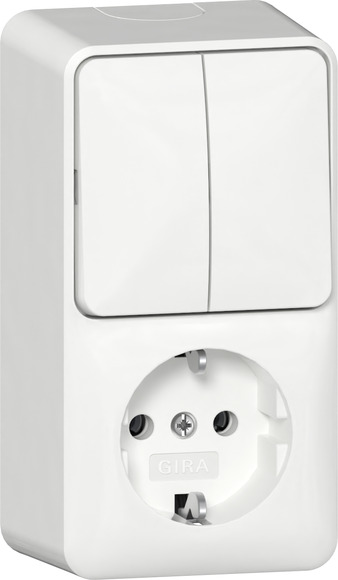 Gira opbouw CombinatieWandcontactdoos +RA met montageplaat crème wit Serieschakelaar 417512 afbeelding 2