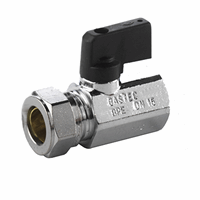 Bpe gaskogelkraan chroom 15mm knel x 1/2" bi.