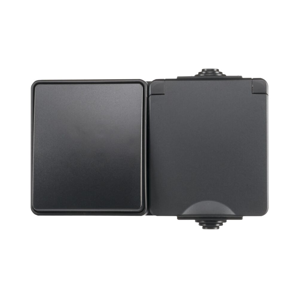 ION Opbouw Combinatie Horizontaal Wandcontactdoos en Wisselschakelaar IP55 afbeelding 2