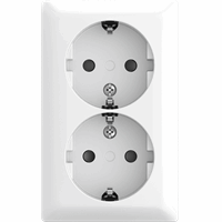 Busch-Jaeger Opbouw wandcontactdoos RA dubbel kindveilig b-AP alpine wit