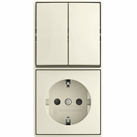 Busch-Jaeger Opbouw combinatie wandcontactdoos RA kindveilig en serie schakelaar b-AP wit afbeelding 2