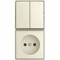 Busch-Jaeger Opbouw combinatie wandcontactdoos zRA kindveilig en serie schakelaar b-AP wit afbeelding 2