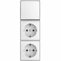 Busch-Jaeger Opbouw combinatie 2x wandcontactdoos RA kindveilig en wissel schakelaar b-AP alpine wit afbeelding 2
