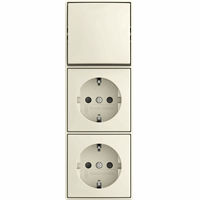 Busch-Jaeger Opbouw combinatie 2x wandcontactdoos RA kindveilig en wissel schakelaar b-AP wit afbeelding 2