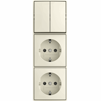 Busch-Jaeger Opbouw combinatie 2x wandcontactdoos RA kindveilig en serie schakelaar b-AP wit afbeelding 2
