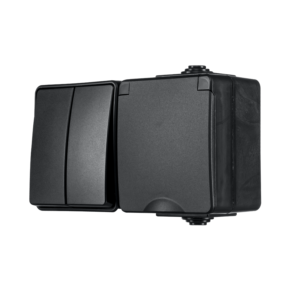 ION Opbouw Combinatie Horizontaal Wandcontactdoos en Serieschakelaar IP55 afbeelding 4
