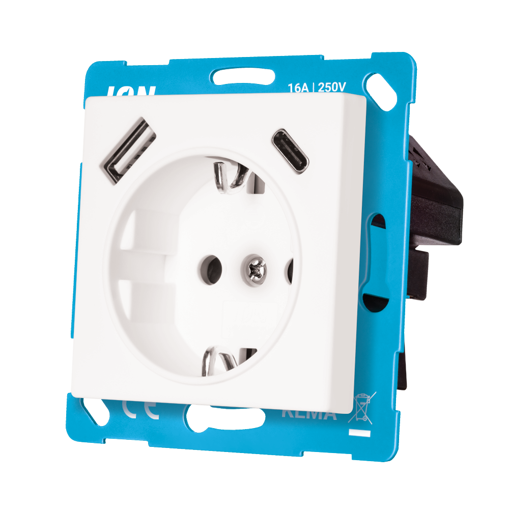 ION Wandcontactdoos RA USB A + USB C met Aanraakbeveiliging V1/J1 Alpin Wi afbeelding 3