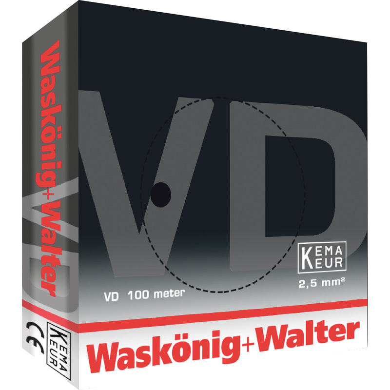 Waskönig Installatiedraad VD (H07V-U) 1,5mm² Eca zwart (doos 100m)