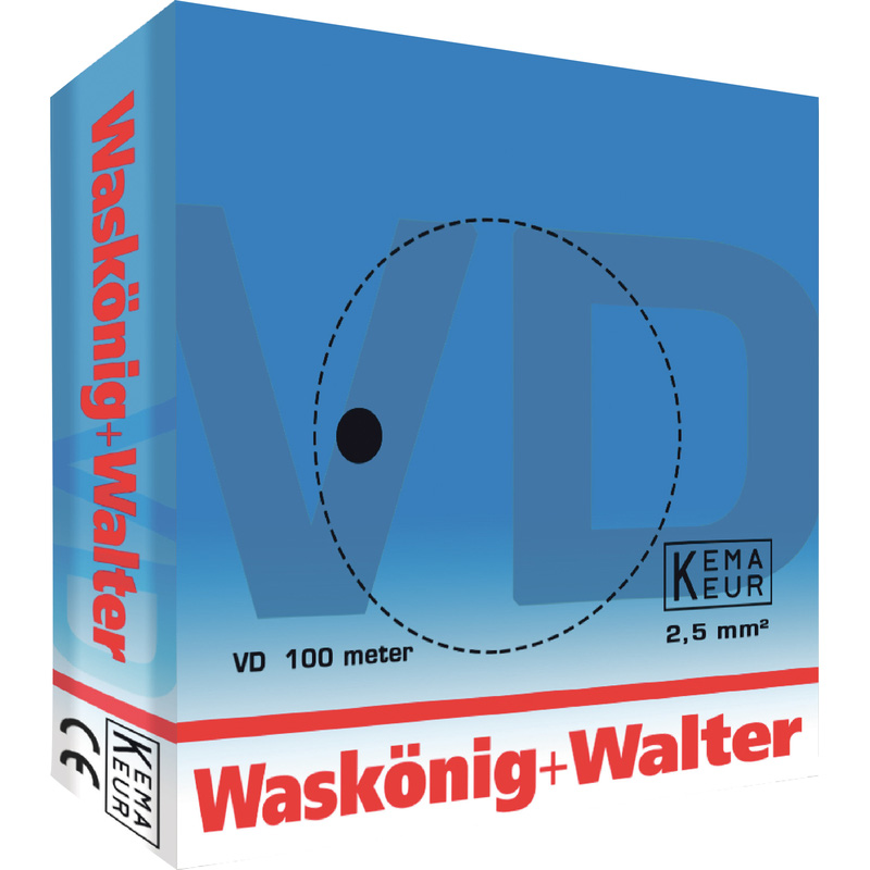 Waskönig Installatiedraad VD (H07V-U) 2,5mm² Eca blauw (doos 100m)