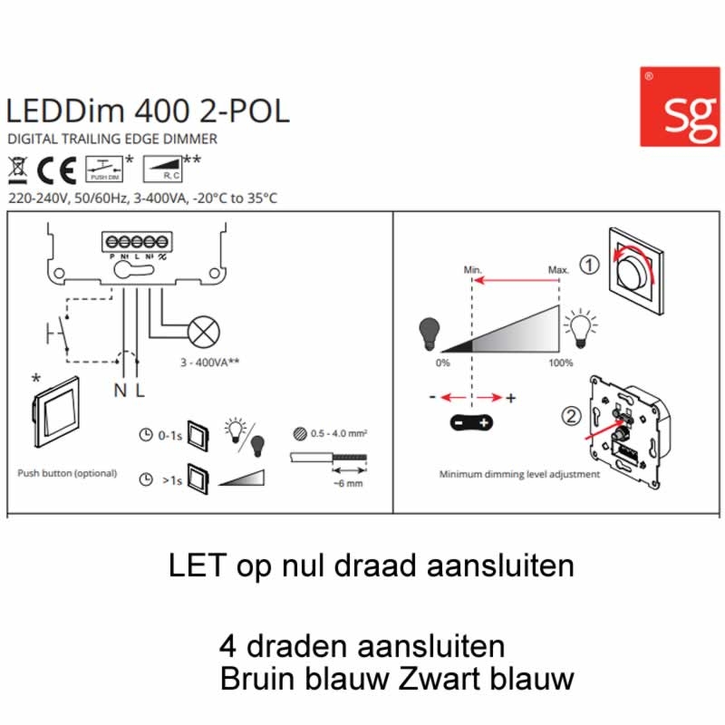SG Leddim 400 LED inbouw dimmer 3-400W wit 820324 afbeelding 3