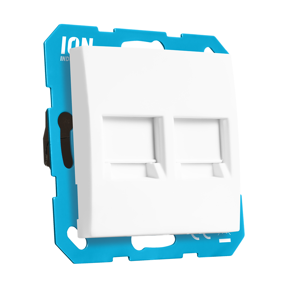 ION Modular Jack 2-voudig met Centraalplaat E1 Alpin Wit afbeelding 2
