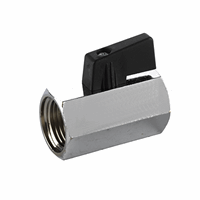 Bpe mini kogelkraan chroom recht 1/2" bi. x 1/2" bi. met zwarte knop